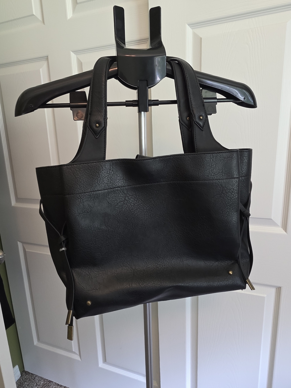 Everyday Black Leatherette Tote - Unbranded